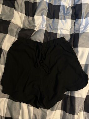 Black Women's Lounge Shorts - Comfortable Drawstring Shorts
